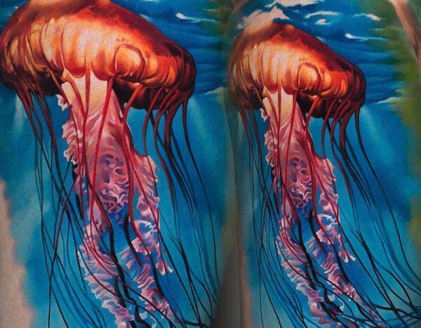 Красивые и яркие татуировки медуз0